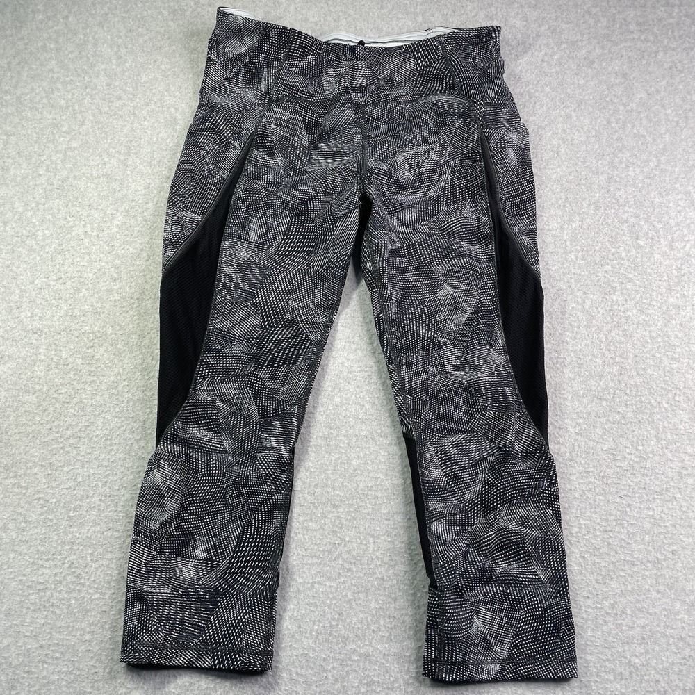 Lululemon Pace Rival High-Rise Crop 21" Women 10 Velocity Mesh Island Mist Black